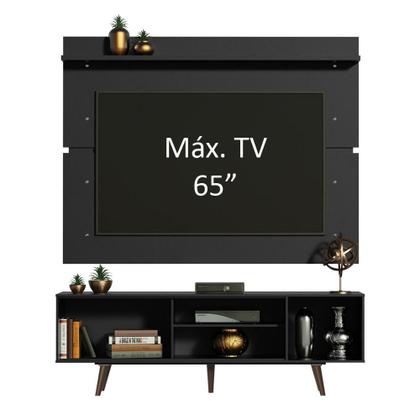 Imagem de Rack Madesa Dubai e Painel para TV até 65 Polegadas com Pés - Preto/Rustic D8D8