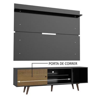 Imagem de Rack Madesa Dubai e Painel para TV até 65 Polegadas com Pés - Preto/Rustic D8D8