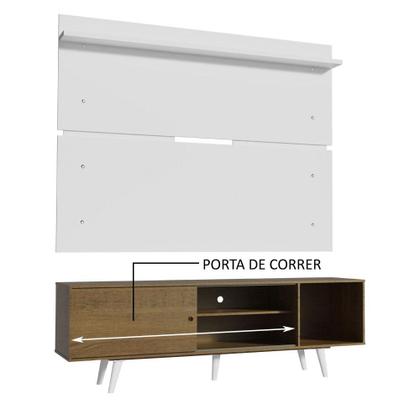 Imagem de Rack Madesa Dubai e Painel para TV até 65 Polegadas com Pés - Rustic/Branco 5Z09