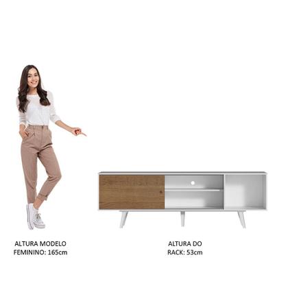 Imagem de Rack Madesa Dubai para TV até 65 Polegadas com Pés - Branco/Rustic/Branco