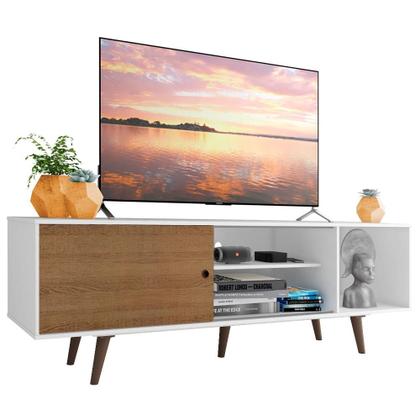 Imagem de Rack Madesa Dubai para TV até 65 Polegadas com Pés - Branco/Rustic/Rustic