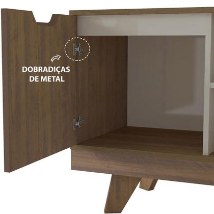 Imagem de Rack Michigan Pinho/Off White para TV até 60 Polegadas 4 Portas 02 Gavetas e Pés de Madeira - Artely