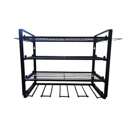 Imagem de Rack Organizador de Ferramentas Gorillaz Preto 3 Prateleiras Porta Furadeira Aço Reforçado Parede 86kg