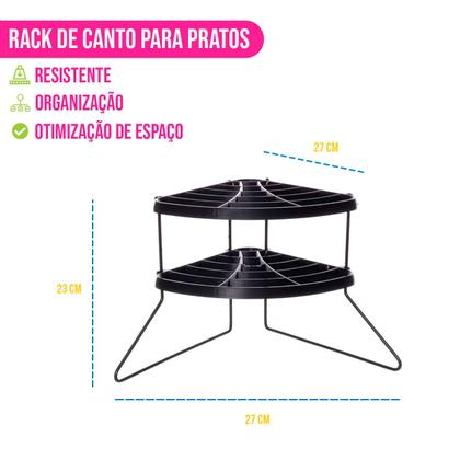 Imagem de Rack Organizador de Pratos de Canto Armário Cozinha Compacto Andares P/ Pouco Espaço Decorativo Utensílios Vertical