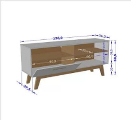 Imagem de rack paladio preto fosco pés em madeira