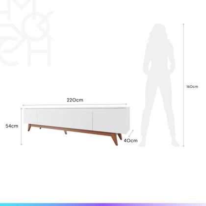Imagem de Rack para Sala 219 cm Flynt Tv de até 75 Polegadas Natural c/ Off White Fosco Província
