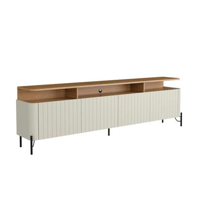 Imagem de Rack para Sala 220cm com Portas Brise Pés em Metal 100% MDF