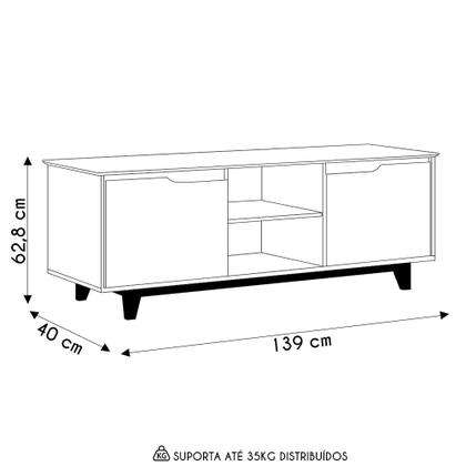 Imagem de Rack para Sala Bancada de TV 55 Pol 139cm Flow Off White/Freijó - EJ Móveis