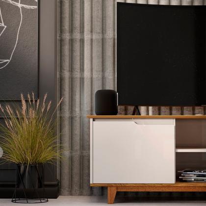 Imagem de Rack para Sala Bancada de TV 55 Pol 139cm Flow Off White/Freijó - EJ Móveis