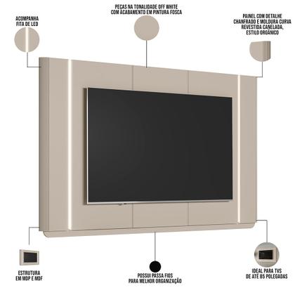 Imagem de Rack Para Sala Com Painel Para TV 70 Pol Elysia L05 Off White Fosco - Lyam Decor