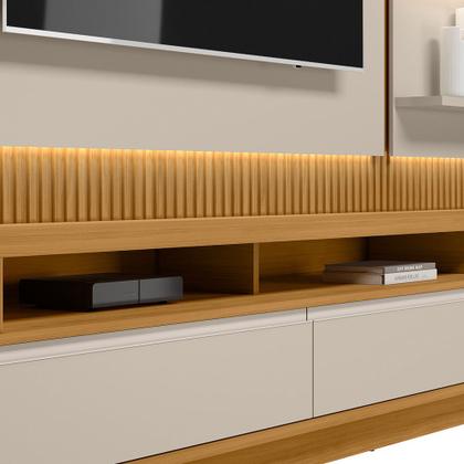 Imagem de Rack Para Sala Com Painel Para TV 70 Pol LED 297cm Spencer L05 Tauari Off White Fosco - Lyam Decor