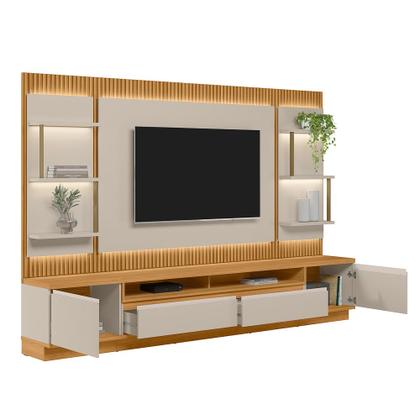 Imagem de Rack Para Sala Com Painel Para TV 70 Pol LED 297cm Spencer L05 Tauari Off White Fosco - Lyam Decor