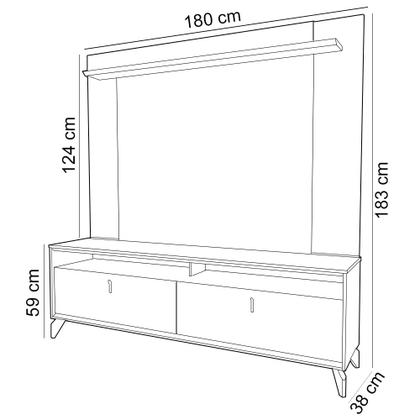 Imagem de Rack Para Sala Com Painel Para TV 75 Pol LED 182cm Naomi L05 Tauari Off White Fosco - Lyam Decor