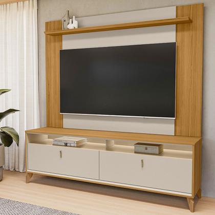 Imagem de Rack Para Sala Com Painel Para TV 75 Pol LED 182cm Naomi L05 Tauari Off White Fosco - Lyam Decor