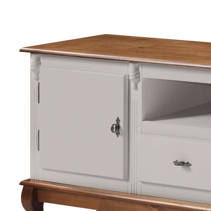 Imagem de Rack para Sala com Pés Luis XV 2 Gavetas 2 Portas de Madeira e Nicho 60503M Linz Móveis