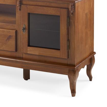 Imagem de Rack para Sala com Pés Luis XV 2 Gavetas 2 Portas e Nicho 60503 Linz Móveis - Preto/Imbuia Glazer - Preto/Imbuia Glazer - Imbuia Glazer