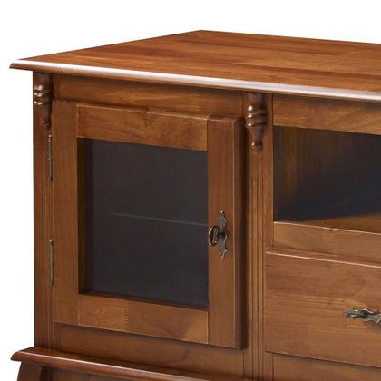 Imagem de Rack para Sala com Pés Luis XV 2 Gavetas 2 Portas e Nicho 60503 Linz Móveis - Preto/Imbuia Glazer - Preto/Imbuia Glazer - Imbuia Glazer