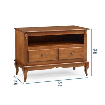 Imagem de Rack para Sala com Pés Luis XV 2 Gavetas e Nicho 60502 Linz Móveis