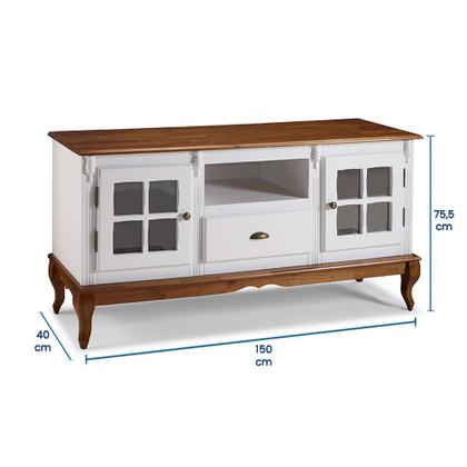 Imagem de Rack para Sala com Pés Luis XV 2 Portas 1 Gaveta e Nicho Hannover 60811