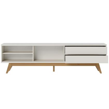 Imagem de Rack para Sala De Estar TV 75 Pol 200cm Pés Retrô Venice C04 Off White Matte - Lyam Decor