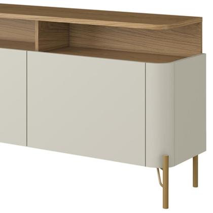 Imagem de Rack Para Sala de Estar TV 75 Pol 4 Portas 180cm Pés Dourado Clio I03 Louro Luna - Lyam