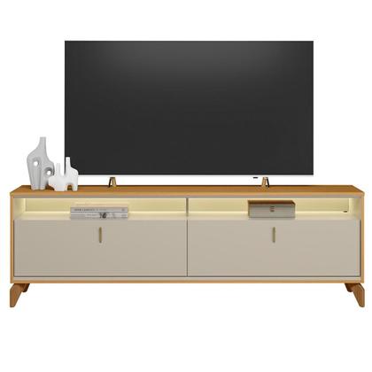 Imagem de Rack Para Sala de Estar TV 75 Pol Com LED 182cm Naomi L05 Tauari Off White Fosco - Lyam Decor