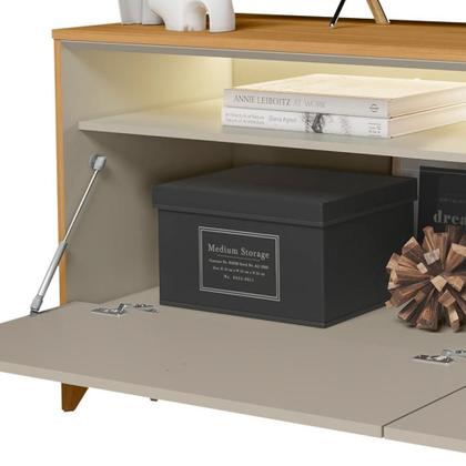 Imagem de Rack Para Sala de Estar TV 75 Pol Com LED 182cm Naomi L05 Tauari Off White Fosco - Lyam Decor