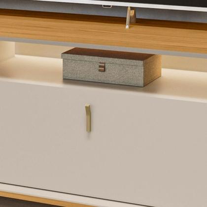 Imagem de Rack Para Sala de Estar TV 75 Pol Com LED 182cm Naomi L05 Tauari Off White Fosco - Lyam Decor