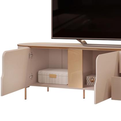 Imagem de Rack Para Sala de Estar TV 75 Pol Orgânico Dion D05 Off White - Lyam Decor