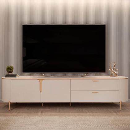 Imagem de Rack Para Sala de Estar TV 75 Pol Orgânico Dion D05 Off White - Lyam Decor