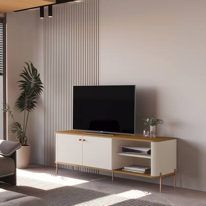 Imagem de Rack para TV 1.4 Tucupi Off White com Nature Pe Bronze - Moveis JB
