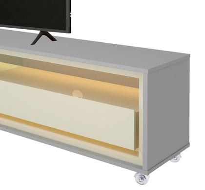 Imagem de Rack para TV 2.2 com LED Requinte Cinza com Off White - Gelius Móveis