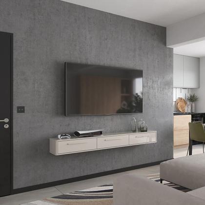 Imagem de Rack Para TV 70 Suspenso Grécia Movelove 1.80m MDF Off White New 3 Portas Com Nicho Sala de Estar