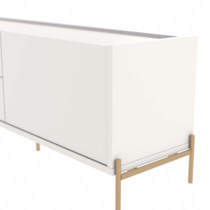 Imagem de Rack para TV 75 Polegadas Jasper 220 cm Off White Fosco c/ Dourado - Província