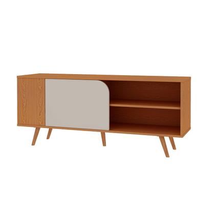 Imagem de Rack para TV Até 50 Polegadas Orlando 1 Porta Cinamomo/Off White Fosco - Genialflex