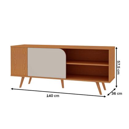 Imagem de Rack para TV Até 50 Polegadas Orlando 1 Porta Cinamomo/Off White Fosco - Genialflex