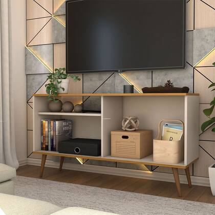 Imagem de Rack para TV Até 50 Polegadas Retrô 1 Porta 1 Prateleira Cinamomo/Off White - Panorama Móveis