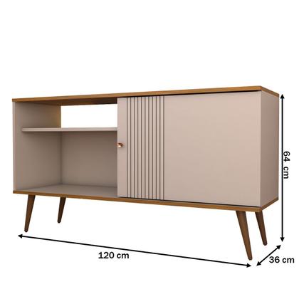 Imagem de Rack para TV Até 50 Polegadas Retrô 1 Porta 1 Prateleira Cinamomo/Off White - Panorama Móveis