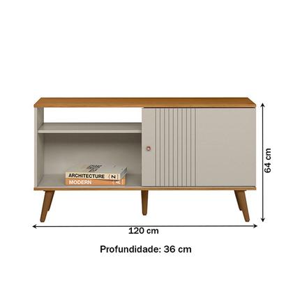 Imagem de Rack para TV Até 50 Polegadas Rubi 1 Porta 1 Prateleira Nature/Off White - Linea Brasil