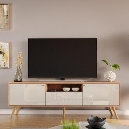 Imagem de Rack Para Tv Até 55 60 65 70 Polegadas 2 Portas e 1 Gaveta Sevilla 1,83m Jequitibá/Off White Perolizado Lojas Movelove
