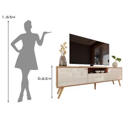 Imagem de Rack Para Tv Até 55 60 65 70 Polegadas 2 Portas e 1 Gaveta Sevilla 1,83m Jequitibá/Off White Perolizado Lojas Movelove
