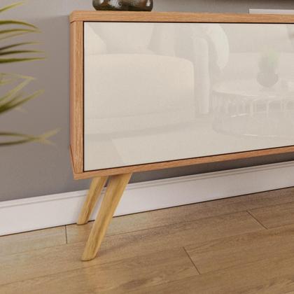 Imagem de Rack Para Tv Até 55 60 65 70 Polegadas 2 Portas e 1 Gaveta Sevilla 1,83m Jequitibá/Off White Perolizado Lojas Movelove