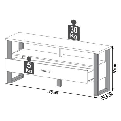 Imagem de Rack para TV Até 55 Polegadas 1 Gaveta 100% Mdf Freijó/Preto Fosco F41 - Pradel