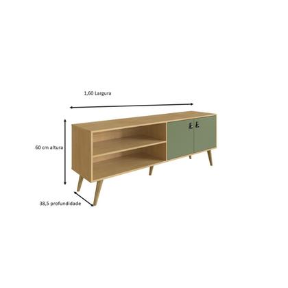 Imagem de Rack para TV até 55 Polegadas 2 Portas e Pés de Madeira Amber Genialflex