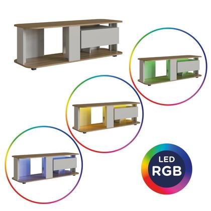 Imagem de Rack para Tv até 55 Polegadas com 1 Gaveta e Iluminação em Led Rgb Ra0136