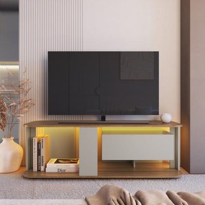 Imagem de Rack para Tv até 55 Polegadas com 1 Gaveta e Iluminação em Led Rgb Ra0136