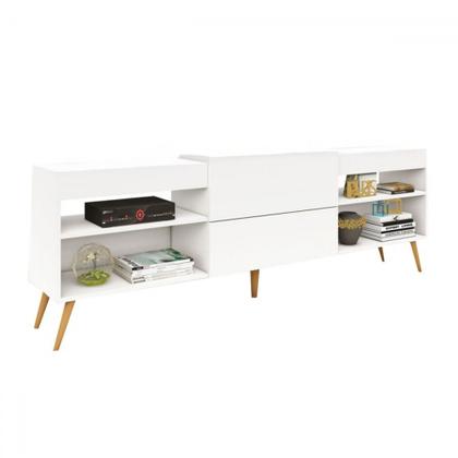 Imagem de Rack para TV Até 55 Polegadas Luiza Diamantina 1 Porta 2 Prateleiras Branco Fosco - Panorama Móveis