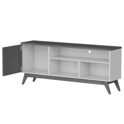 Imagem de Rack para TV Até 55 Polegadas Malbec Wood Retrô 1 Porta 1 Prataleira Off White/Freijó - Giga Móveis