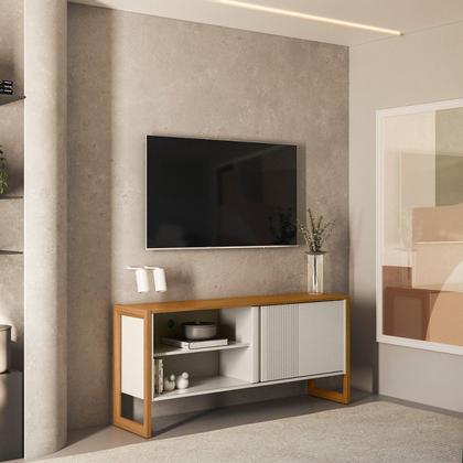 Imagem de Rack para TV até 55 Polegadas MDF 141cm Gold Branco