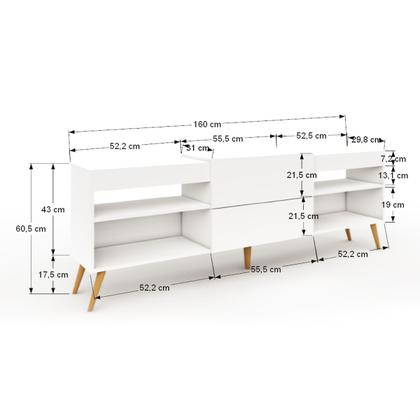 Imagem de Rack para TV Até 55 Polegadas Roma 1 Porta 2 Prateleiras Branco Fosco - Panorama Móveis